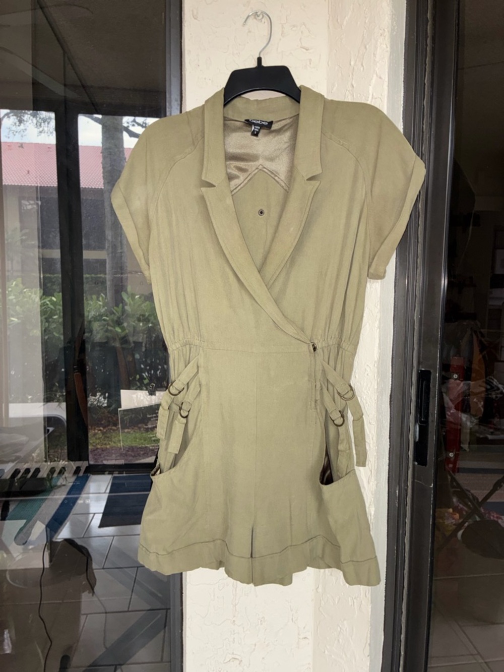 bebe Olive Satin-Lined Top